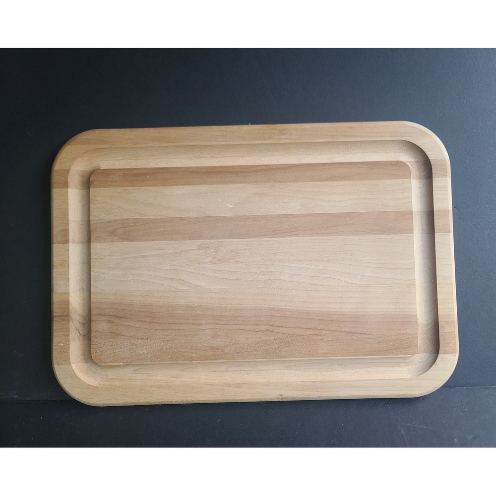 Wooden Reversible Cutting Board with Juice Groove Striped Wood Grain 15.5x10.5"